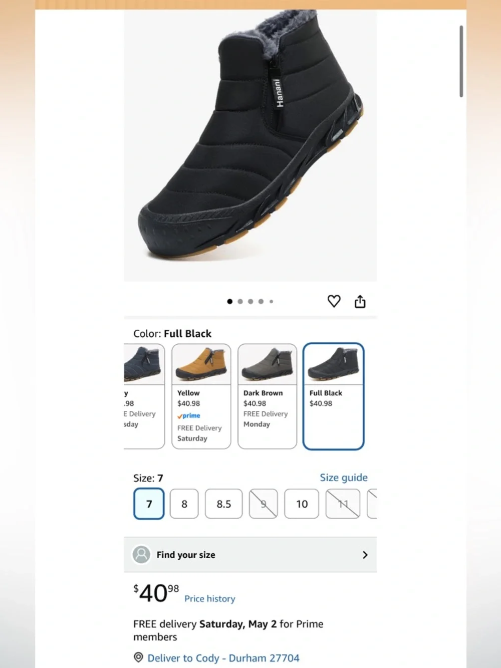 Black Insulated Snow Boots